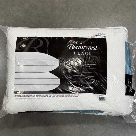 Beautyrest Black Cooling Gel Fiber Filled 2-Pack Pillow - Picture 1 of 5